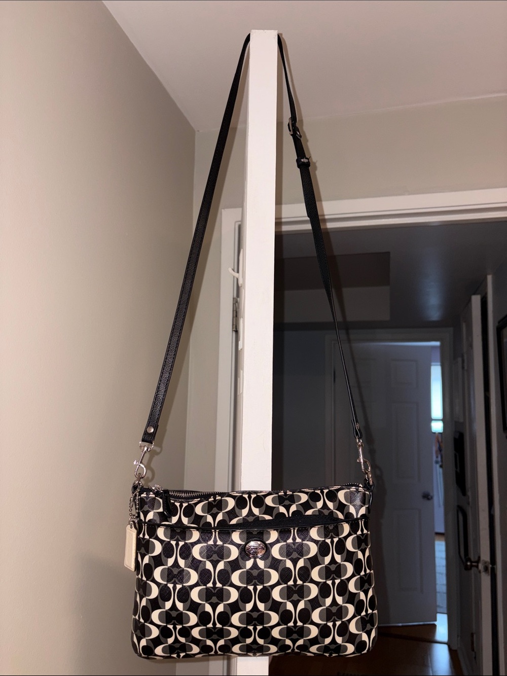 Coach Peyton Black & White Signature Crossbody Bag with Silver Hardware in EUC. - Picture 3 of 10